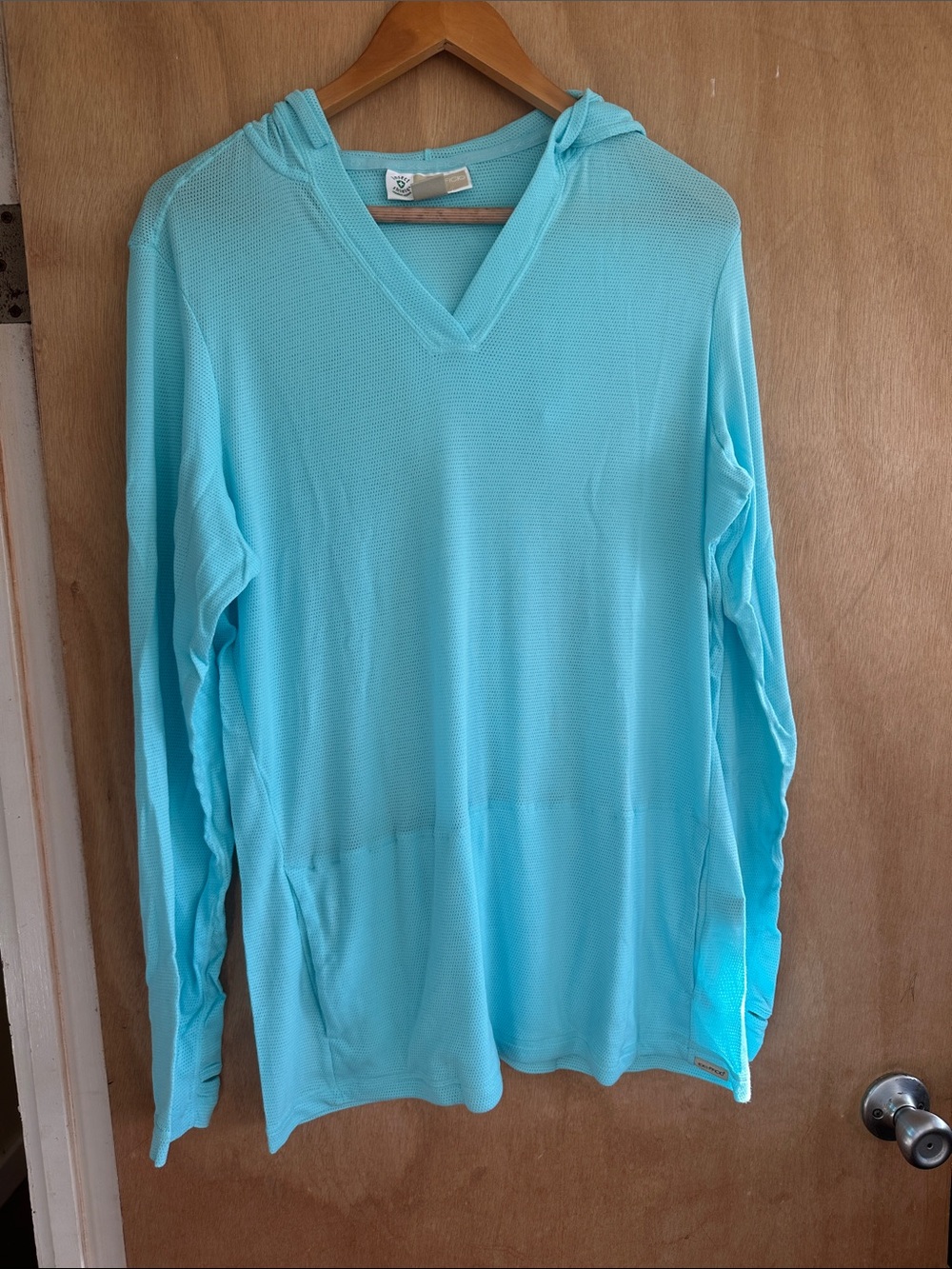 Exofficio Light Aqua V-Neck Hoodie